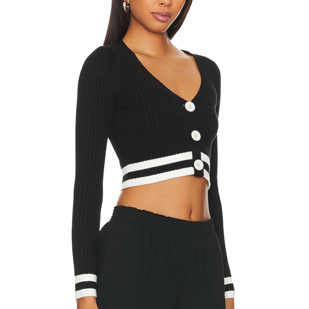 Superdown Nichole Cropped Sweater in White and Black